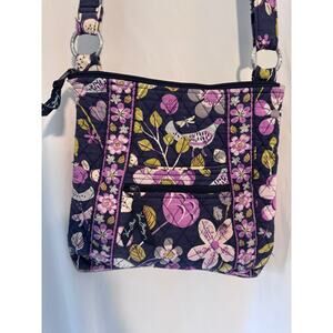 Vera Bradley Crossbody Bag Birds & Flowers Pattern Quilted Purse -11"x10"x2"
